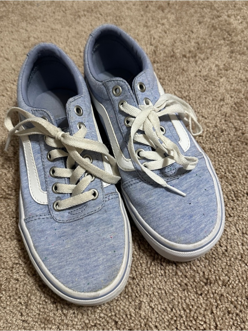 Vans Light Blue Canvas Low-Top Sneakers with White Side Stripe